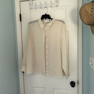 Silky feeling cream blouse. Long sleeve. Excellent condi